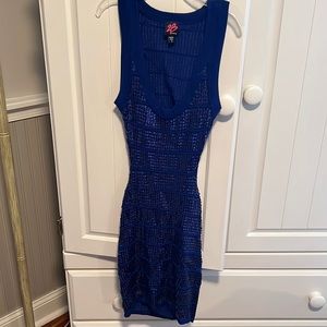 Blue size xs sequin body con dress